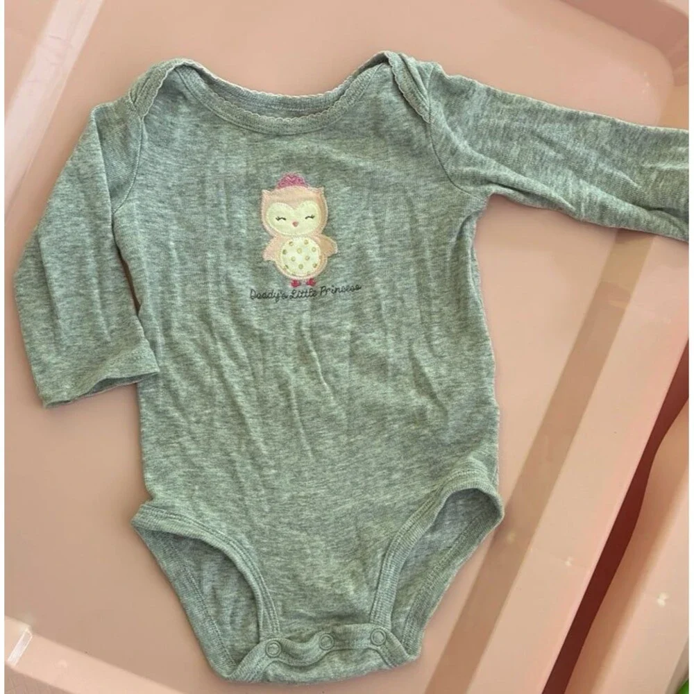Carter’s Just One You 3M Gray Owl “Daddy’s Little Princess” Long Sleeve Bodysuit